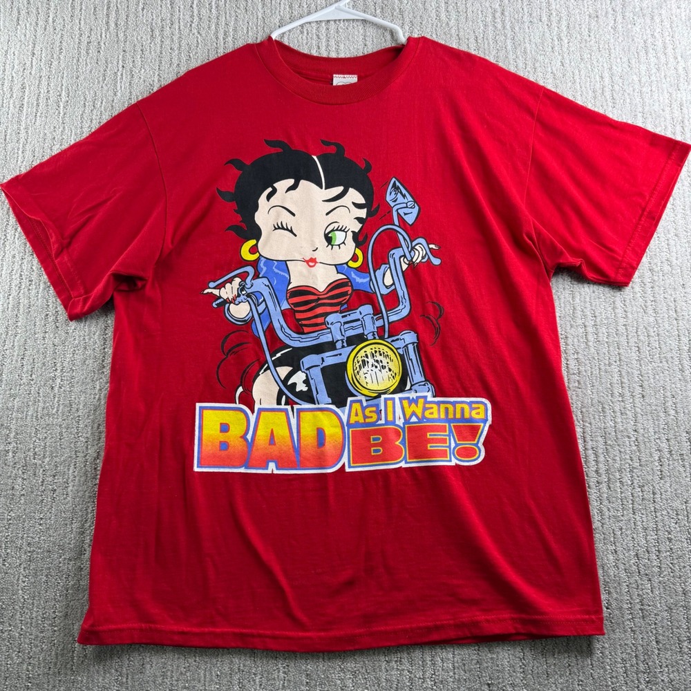 Freeze Betty Boop Bad As I Wanna Be Biker Graphic T-Shirt Mens Large Red 2000